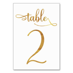 Gold faux foil 3.5x5 table number card Table 2