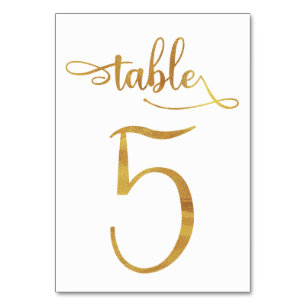 Gold faux foil 3.5x5 table number card   Table 5