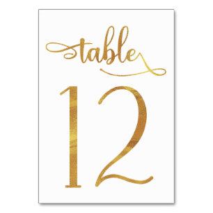 Gold faux foil 3.5x5 table number   Table 12
