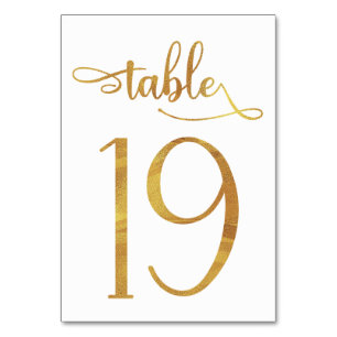 Gold faux foil 3.5x5 table number   Table 19