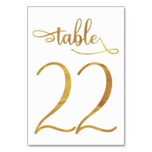 Gold faux foil 3.5x5 table number   Table 22