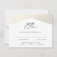 Gold Faux Foil Angles Art Deco RSVP Card