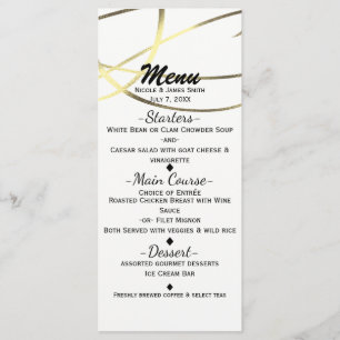 Gold Faux Foil Any Colour Wedding Reception Menu