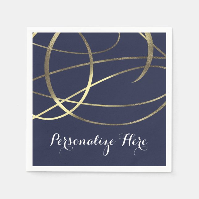 Gold Faux Foil Any Colour Wedding Reception Napkin (Front)