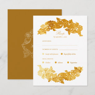 Gold Faux Foil Baroque Meal Choice RSVP Card