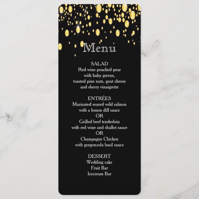 Gold, Faux Foil Bubbles, Style, Menu Personnalisé (Devant)
