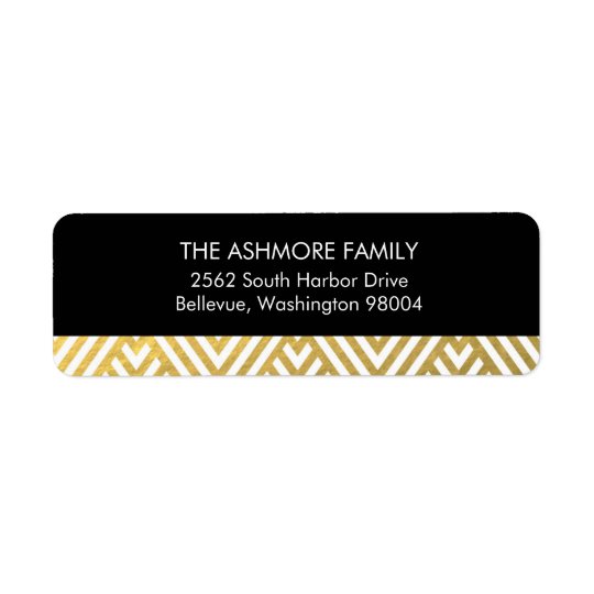 Gold Faux Foil Chevron Address Label