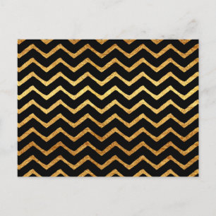 Gold Faux Foil Chevrons Metallic Chevron Pattern Postcard
