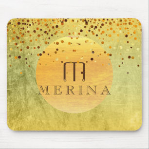Gold Faux Foil Confetti Glitter Moon Personalize Mouse Pad