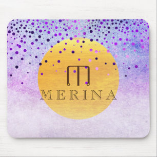 Gold Faux Foil Confetti Glitter Moon Personalize Mouse Pad