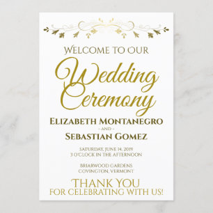 Gold Faux Foil Elegant Wedding Program