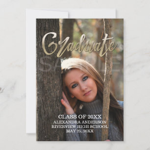 Gold Faux Foil Faire-part de graduation photo