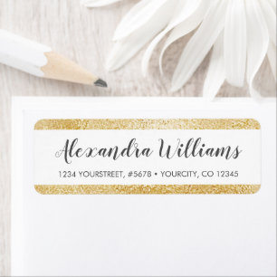 Gold Faux Foil Frame Script Return Address Label