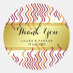 Gold Faux Foil Glitter Thank You Wedding Round Classic Round Sticker