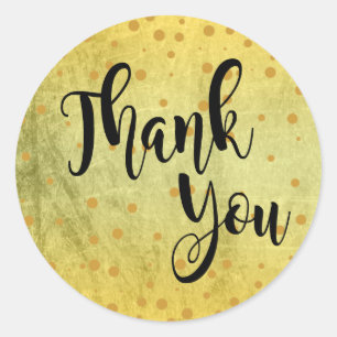 Gold Faux Foil Glitter Thank You Wedding Round Classic Round Sticker