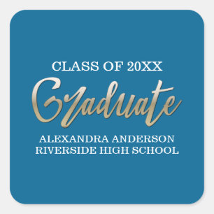 Gold Faux Foil Graduation Any Colour Background Square Sticker