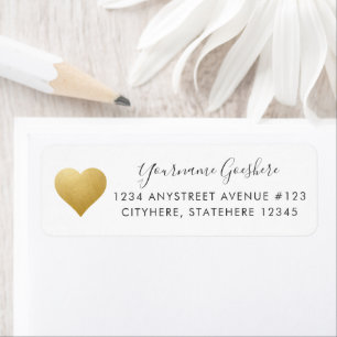 Gold Faux Foil Heart Simple Wedding Return Address