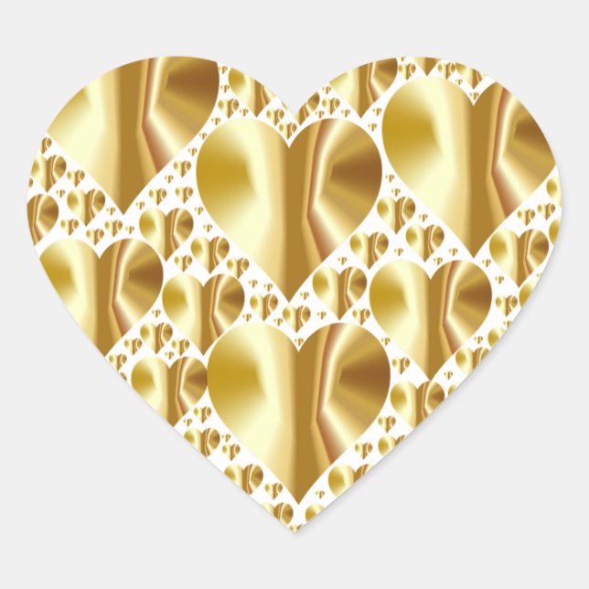 Gold Faux Foil Heart Stickers (Front)