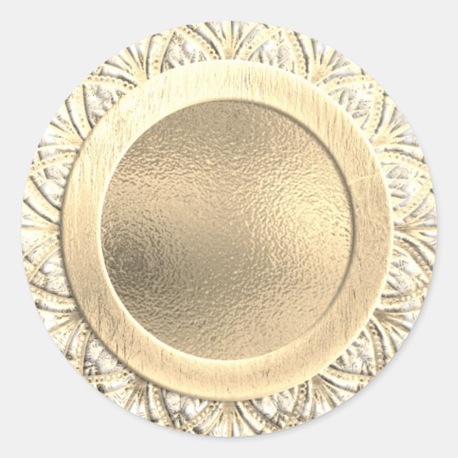 Gold Faux Foil Ornate Classic Round Sticker (Front)