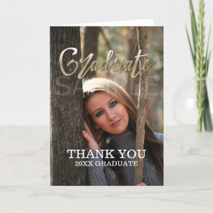 Gold Faux Foil Photo Graduation Thank You Card