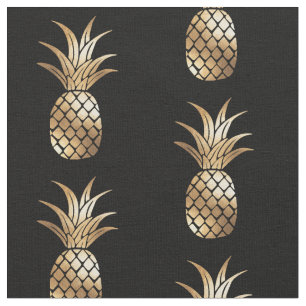 Gold Faux Foil Pineapple Fabric