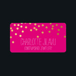GOLD FAUX FOIL SPOTS modern type cute pink Label<br><div class="desc">NOTE - the shiny gold foil effect is a printed picture Adhere to the back of your envelopes as a classy, personalized return address label. Setup as a template it is simple for you to add your own details, or hit the customize button and you can add or change text,...</div>