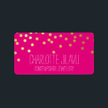 GOLD FAUX FOIL SPOTS modern type cute pink Label<br><div class="desc">NOTE - the shiny gold foil effect is a printed picture Adhere to the back of your envelopes as a classy, personalized return address label. Setup as a template it is simple for you to add your own details, or hit the customize button and you can add or change text,...</div>