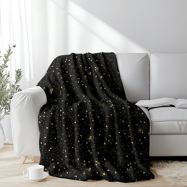 Gold faux glitter and sparkles on black fleece blanket (Creator Uploaded)