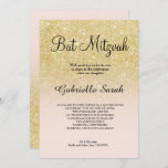 Gold faux glitter blush pink ombre Bat Mitzvah Invitation<br><div class="desc">A modern,  original and simple faux gold glitter ombre Bat Mitzvah invitation on a fully customizable pastel blush pink background</div>