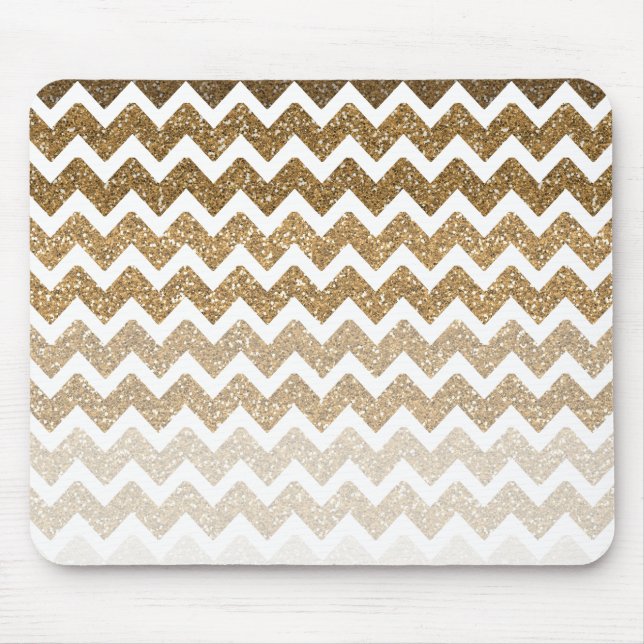 Gold Faux Glitter Chevron Ombre Mouse Pad (Front)