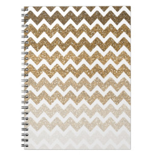 Gold Faux Glitter Chevron Ombre Notebook
