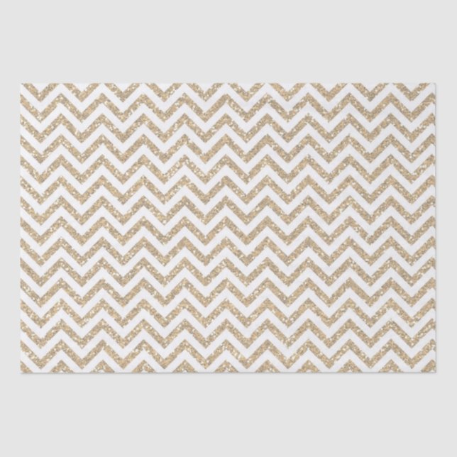 Gold Faux Glitter Chevron Tissue Paper (Front)