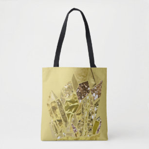 Gold Faux Glitter Crystals Tote Bag
