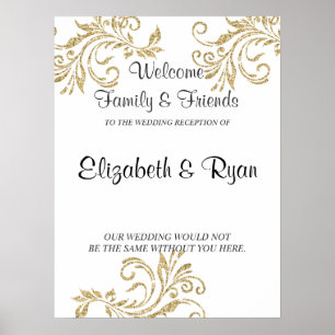 Gold, Faux Glitter, Custom Wedding Welcome Poster
