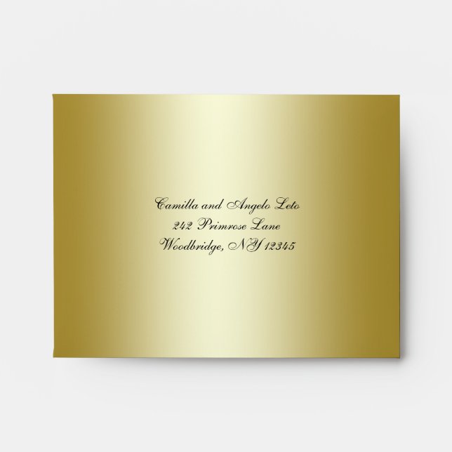 Gold FAUX Glitter Floral Envelope for Reply Card (Front)