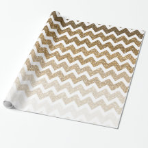 Gold Faux Glitter Glitzy Chevron Ombre Birthday