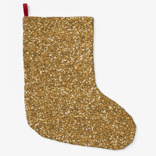 Gold Faux Glitter Large Christmas Stocking