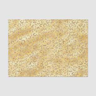Gold Faux Glitter Leopard Print Tissue Paper