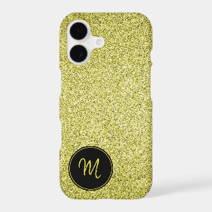 Gold Faux Glitter Monogram Minimalist Sparkly