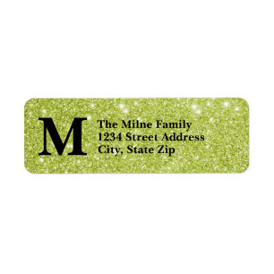 Gold Faux Glitter Monogram - Return Address Labels