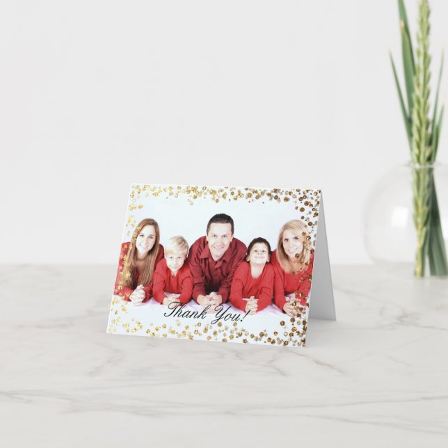 Gold Faux Glitter Ombre Bokeh Thank You (Front)