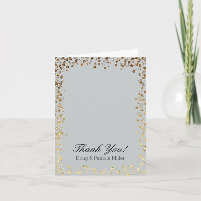 Gold Faux Glitter Ombre Bokeh Thank You Card (Front)