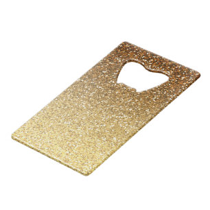 Gold Faux Glitter Ombre Credit Card Bottle Opener