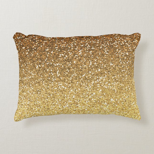 Gold Faux Glitter Ombre Decorative Pillow (Front)