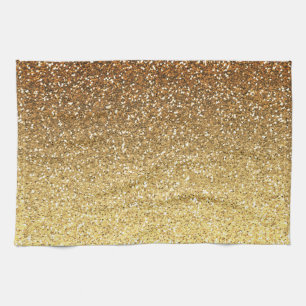 Gold Faux Glitter Ombre Kitchen Towel