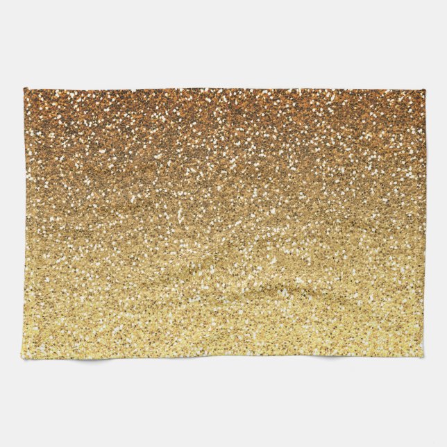 Gold Faux Glitter Ombre Kitchen Towel (Horizontal)