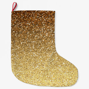 Gold Faux Glitter Ombre Large Christmas Stocking