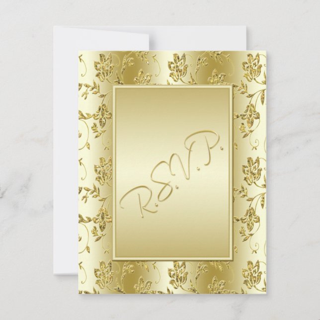 Gold FAUX Glitter Reply Card (Front)