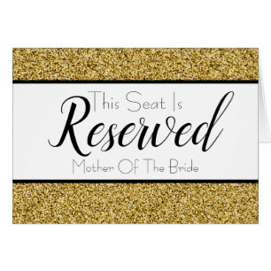 Gold Faux Glitter Reserved Seat Wedding Sign