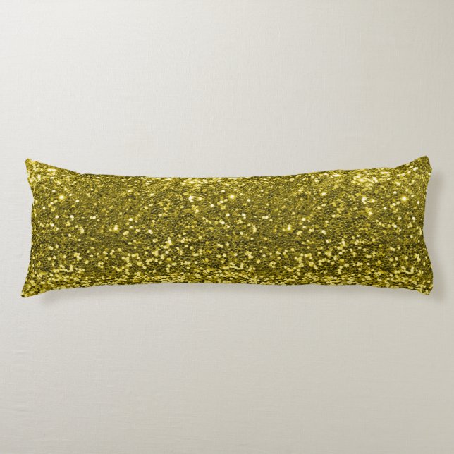 Gold Faux Glitter Sparkle Print Body Pillow (Front)